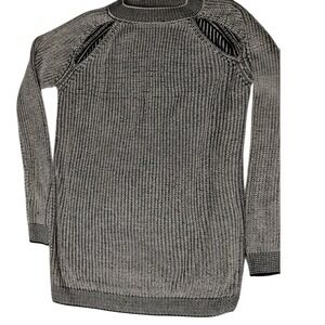 Love @ First Sight Sweater‎ Dress Knit Pullover Long Sleeve Black Gray L